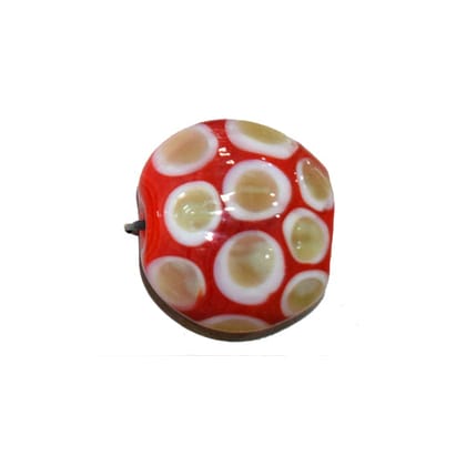 Handmade Fancy Lampwork Glass Beads For Jewelry Making Necklace , Earring and Bracelet (Flat Round) SFL-845-Per Packet 25 Pcs / 22X12 MM