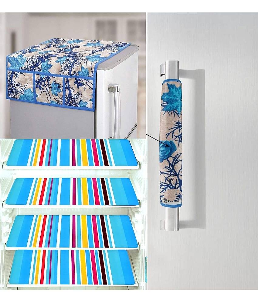 PVC Floral Fridge Mat & Cover ( 99 53 ) Pack of 6 - Blue