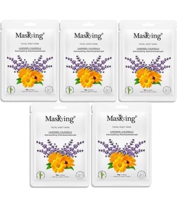 Masking Lavender & Calendula Bamboo Face Sheet Mask 80 ml Pack of 4