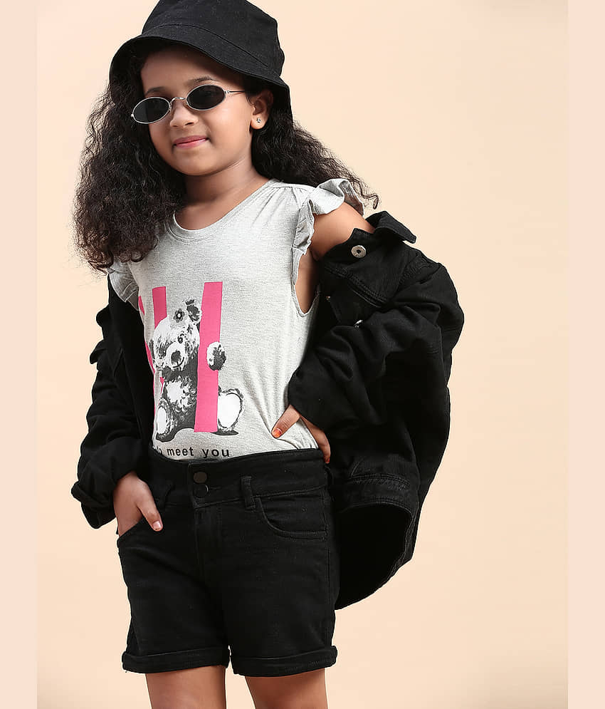 CODEZ Pack of 1 Girls Cotton Blend T-Shirt ( Gray )