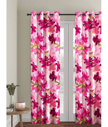 Cortina - Floral Printed Room Darkening Eyelet Curtain-5 Ft-pack of 2
