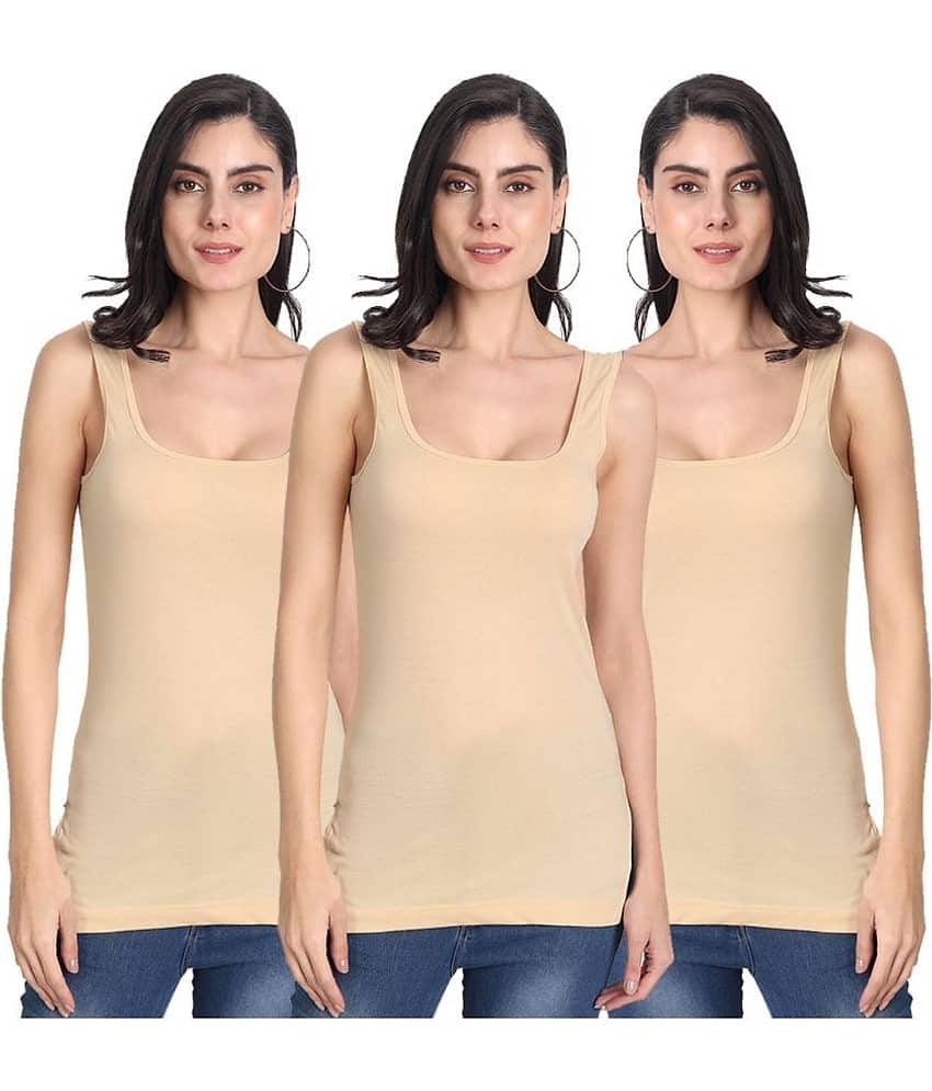 AIMLY Cotton Camisoles - Beige Pack of 3