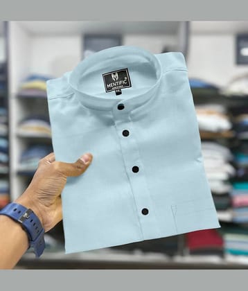 MENTIFIC SKY Blue Cotton Blend Men's Regular Kurta ( Pack of 1 )