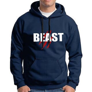 HIT SQUARE Men Blue Printed Hooded Full Sleeve Sweatshirt.