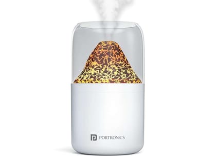 Portronics Magma 2-in-1 Volcano Water Mist Humidifier & Night Lamp, Type-C Powered, Silent Operation, Dual Mist & Light Modes, 300 ml Tank, Skin Hydration & Easy Breathing 