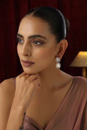 Pamla Rose Gold Polki Earrings-Polki