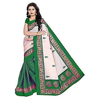 Svb Sarees Green Colour Bhagalpuri silk Saree With Blouse Piece