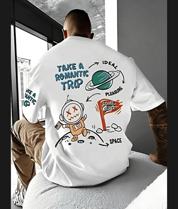 CrazyBee Pack of 1 Cotton Oversized Fit Men's T-Shirt ( White )