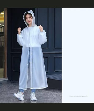 Infispace Waterproof Nylon Long Raincoat - White