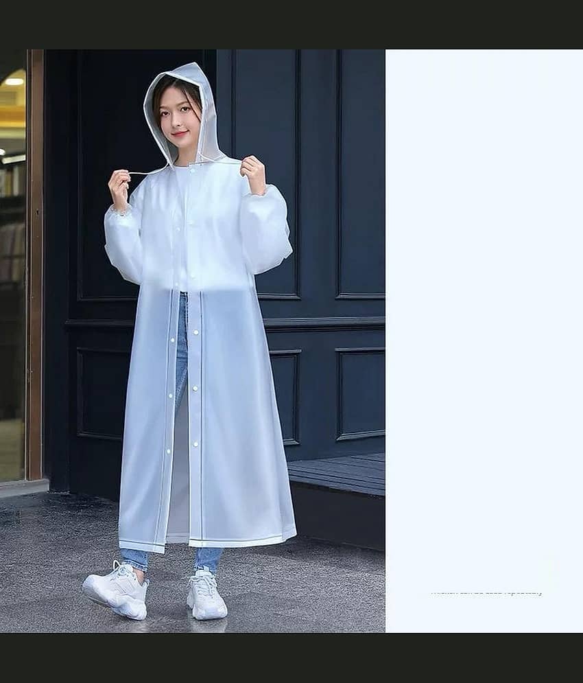 Infispace Waterproof Nylon Long Raincoat - White