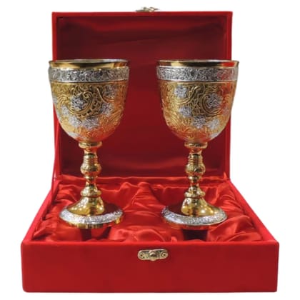 Brass Decorative Glass | Diwali Gifting Drinkware, Height : 6.2 Inch (BMAS305 A)
