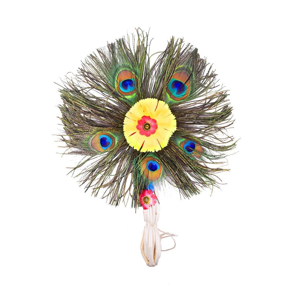 MAYAPURI Peacock Feather/Morpankh Pankha/More Pankh Fan Round Shape (15 inches) - Pooja Needs | Buy online on ZillyBuy