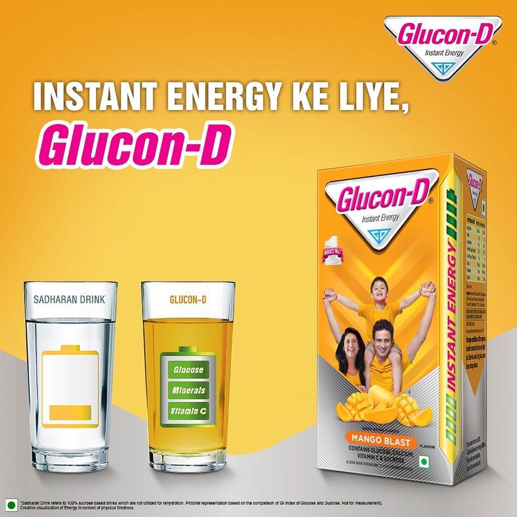 Glucon-D Mango Blast Glucose Powder(75g + 50g Extra)| For Tasty Mango Flavoured Glucose Drink| Provides Instant Energy