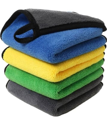 Auto Hub Multicolor 800 GSM Drying Towel For Automobile ( Pack of 4 )