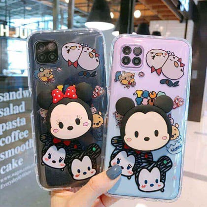 Mickey/ Minnie With 3D Pop Custom Slim Soft Cases-Left Design / With Pop Socket