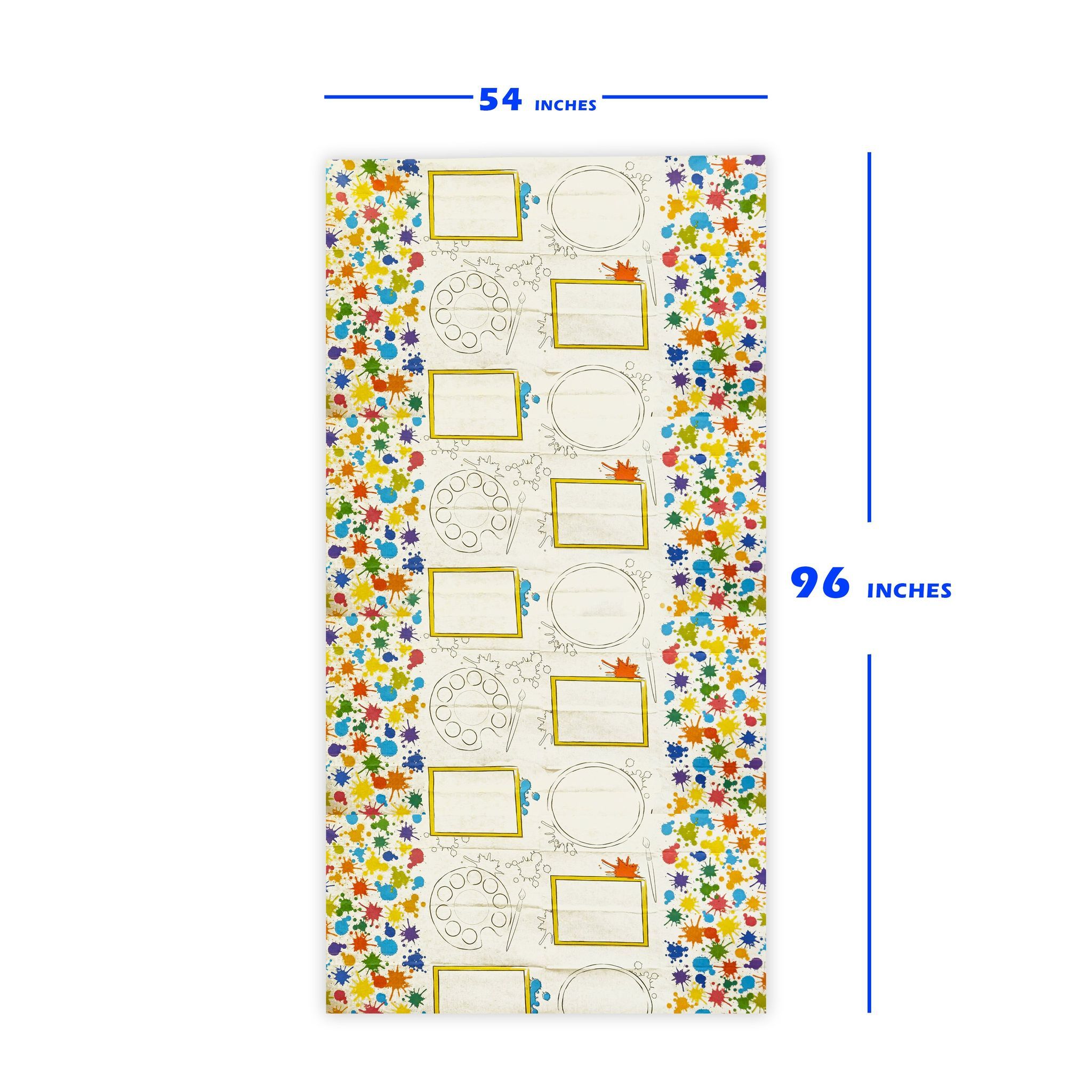 Paint & Art Theme Tablecover for Kids -  54 Inches X 96 inches - 1PC