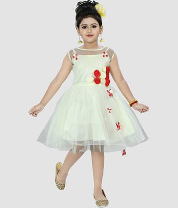 9stiches - Cream Net Girls Frock ( Pack of 1 )