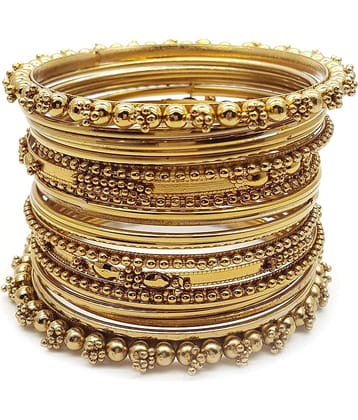 YouBella Stylish Traditional Jewellery Gold Plated Bangle Set for Women (Golden)(YBBN_91103_2.4)