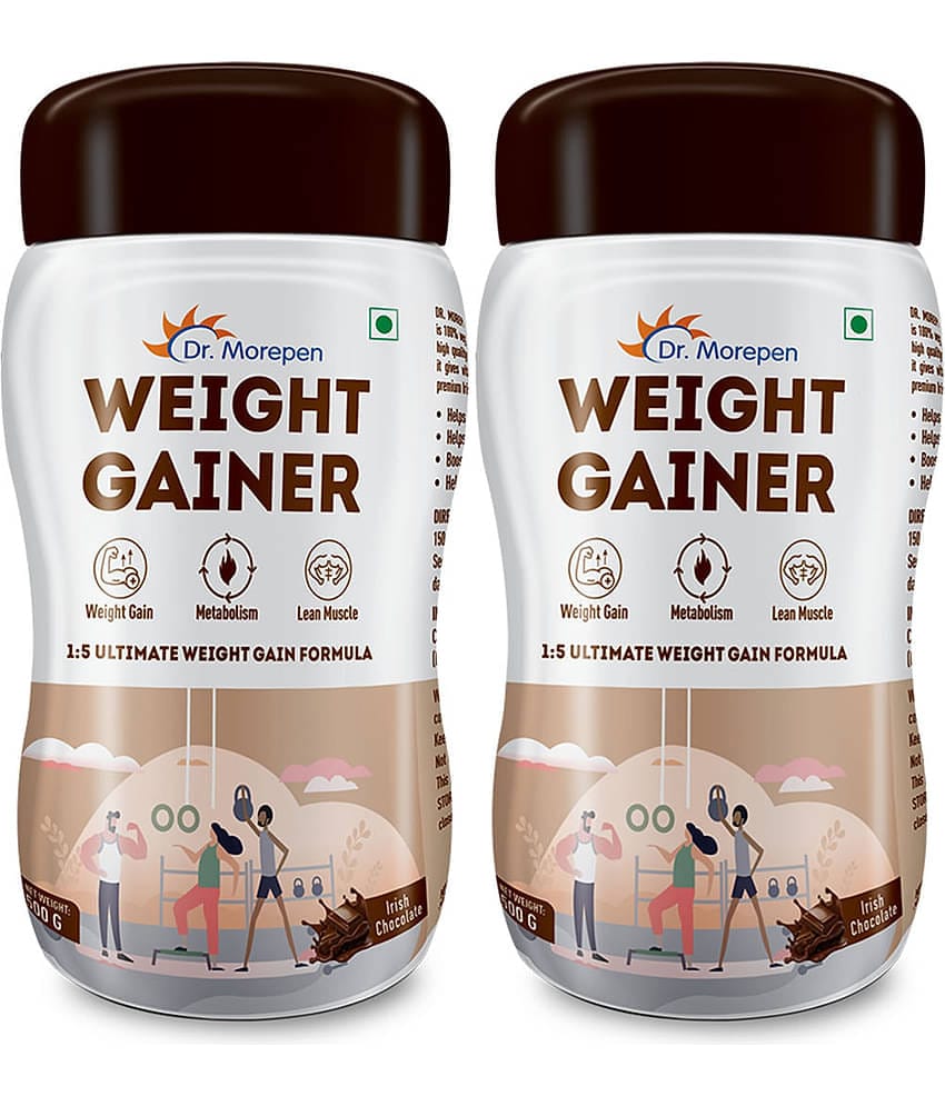 Dr. Morepen High Protein Weight Gainer |Real Weight Gain Formula Pack of 2 (1kg, Irish Chocolate)
