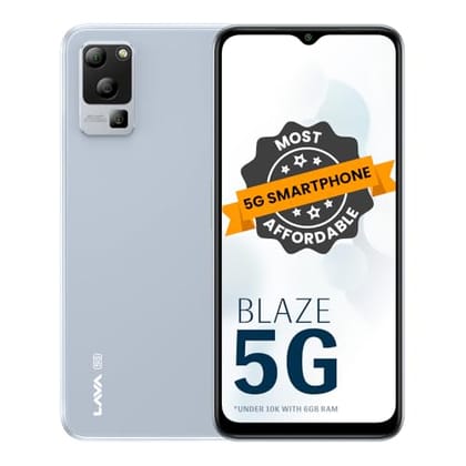 Lava Blaze 5G (Glass Blue, 6GB RAM, UFS 2.2 128GB Storage)| Segment's Most Affordable 5G Smartphone| Ultrafast Mediatek D700 | 50MP AI Triple Camera | 5000 mAh | 6.5 HD+ 90 Hz Display | Clean UI