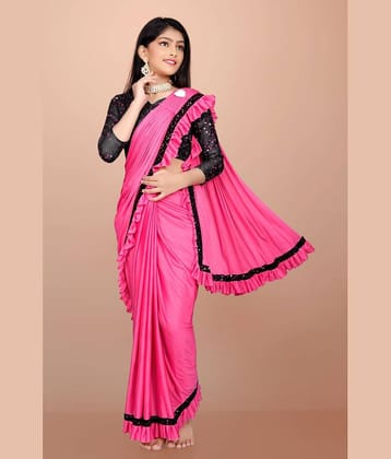 Aika - Pink Lycra Girls Saree ( Pack of 1 )