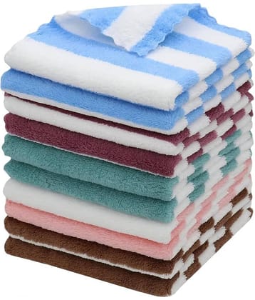 Suraj Enterprises Pack of 10 Microfibre 301-350 -GSM Hand Towel ( Multicolor )