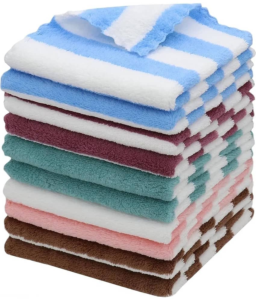 Suraj Enterprises Pack of 10 Microfibre 301-350 -GSM Hand Towel ( Multicolor )