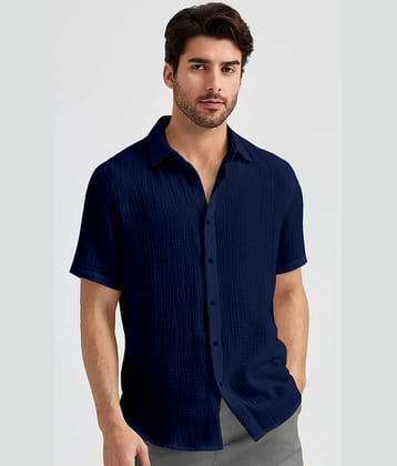 WEBRIC Poly Cotton Regular Fit Solids Half Sleeves Men's Casual Shirt - Navy Blue ( Pack of 1 )