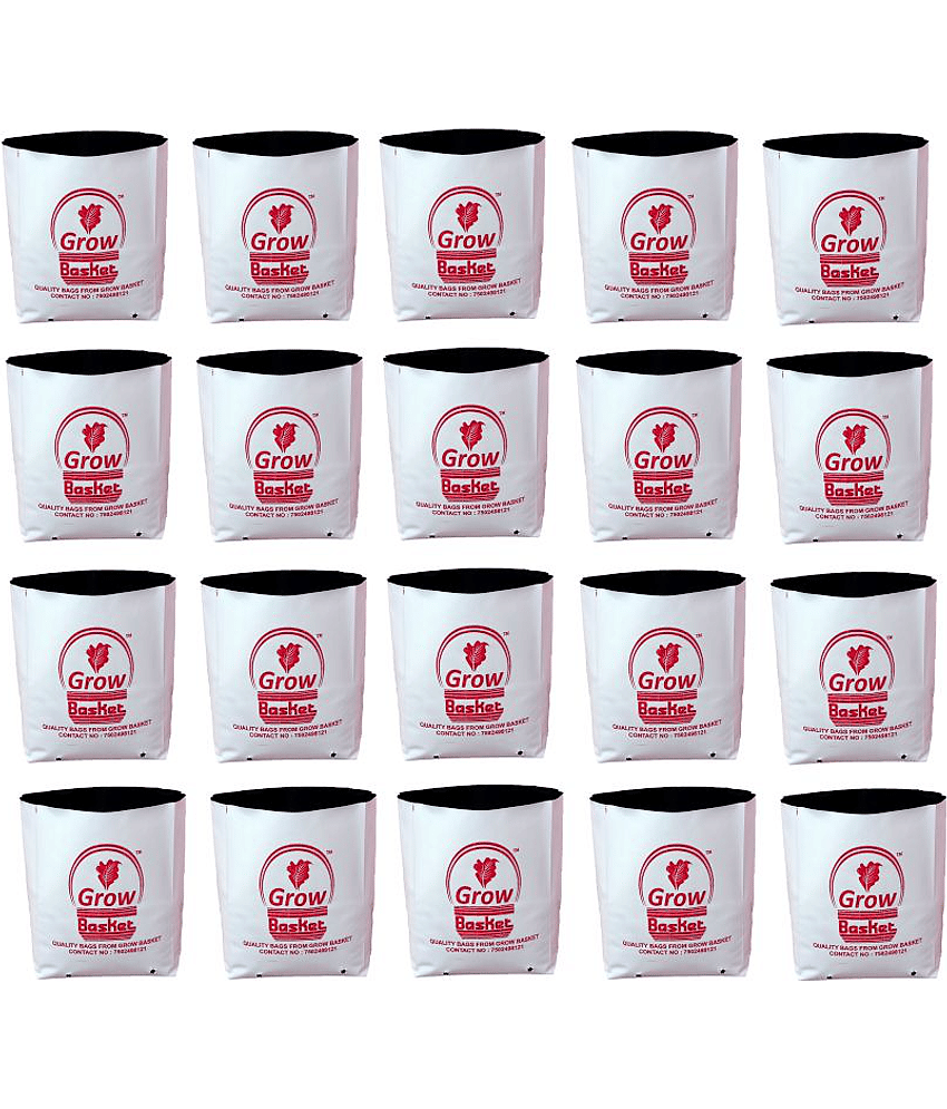 Grow bag for home gardening High Quality 150 Micron/600 Gauge | Pack of 20 Bags; Size: 30 x 16 x 16 cm