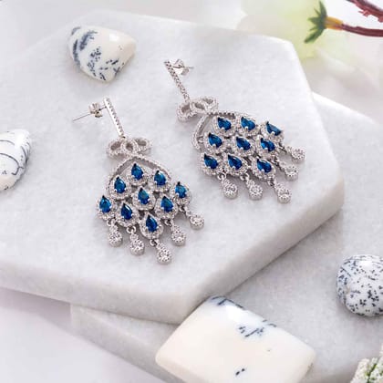 Mermaid Drop Danglers with Blue Stones