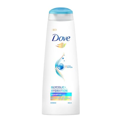 Dove Glycolic + Hydration Shampoo 180 ml with 5% Hydra-Glycol for Upto 100 hours of hydrated, fluid hair. Dove Glycolic + Hydration Shampoo 180 ml with 5% Hydra-Glycol for Upto 100 hours of hydrated, fluid hair. - 340ml