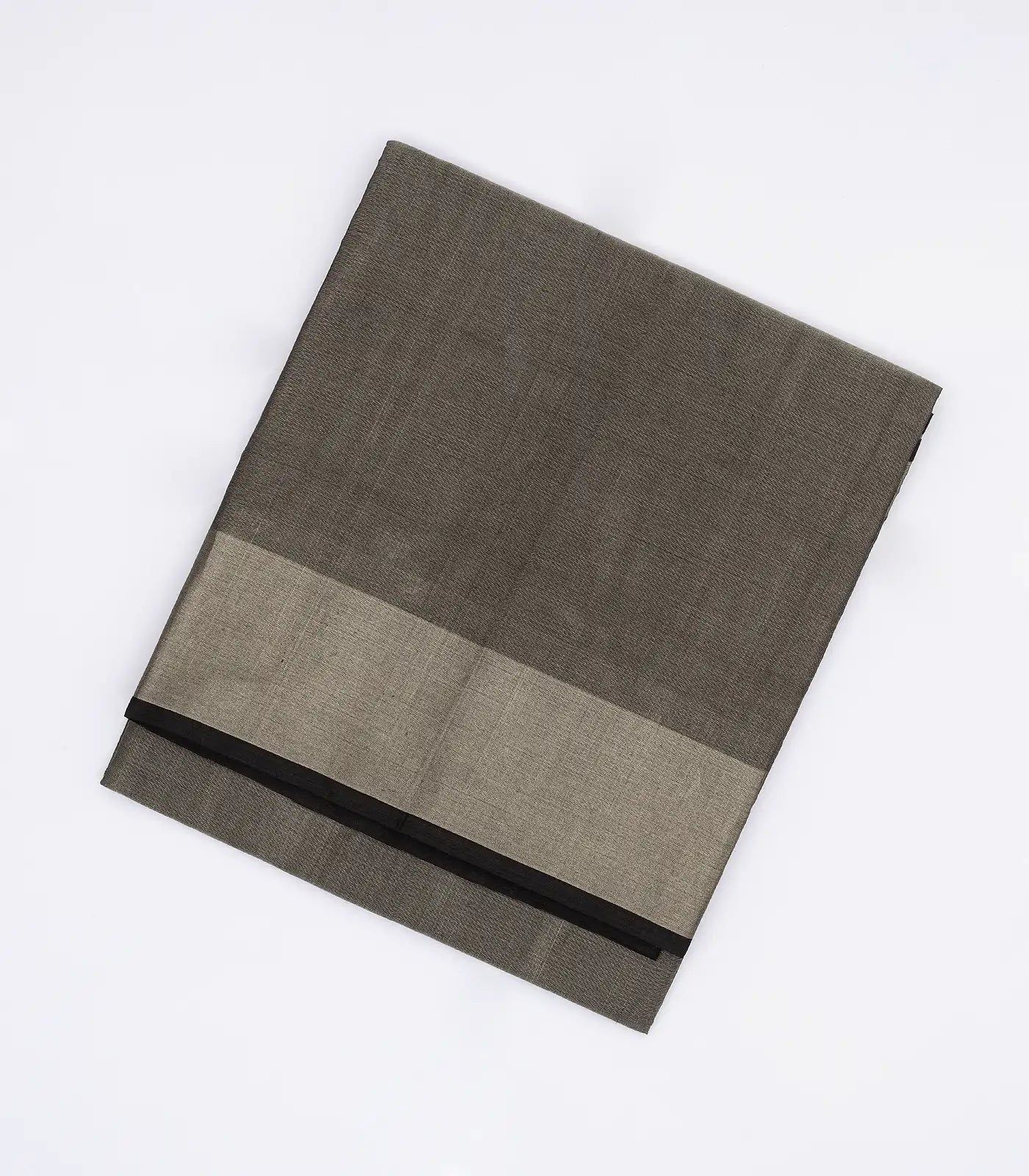 Dark Grey Handloom Plain Uppada Silk Saree With Zari Border-Dark Grey
