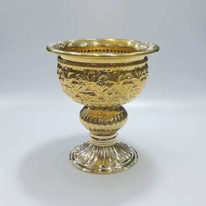 Handcrafted Brass Decorative Bowl With Stand | Handcrafted Home Decor Centerpiece, Height : 4.6 Inch (ATMAS073 B)