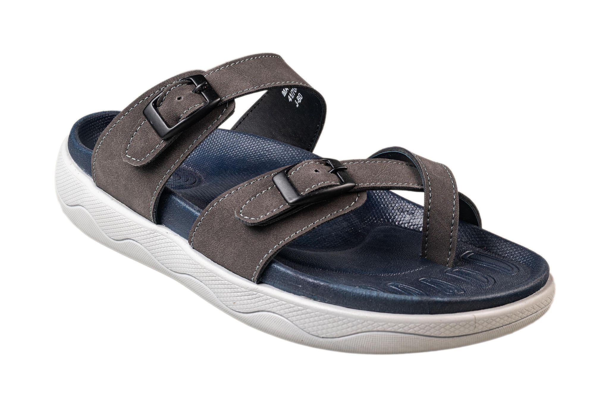 Michael Angelo Gents Grey Chappal-D. Charcoal Grey/Tan / 6