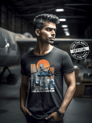 Official Indian Navy Seahawks Squadron Sikorsky MH60R T-shirt-S / Black