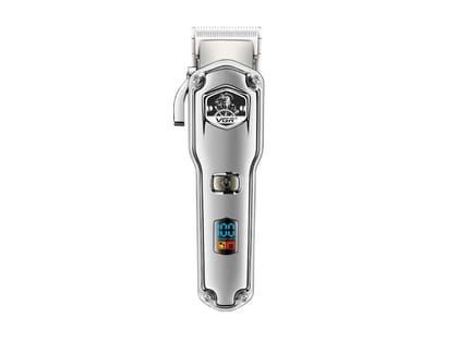 VGR V-693 Professional Rechargeable cordless Hair Clipper with LED Display, Stainless steel Blades, USB Charging cable, 6 Guide Combs for men Runtime