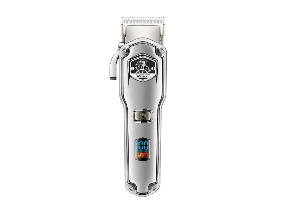 VGR V-693 Professional Rechargeable cordless Hair Clipper with LED Display, Stainless steel Blades, USB Charging cable, 6 Guide Combs for men Runtime