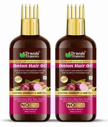 Dravida Organics Onion Black Seed 200 ml HairOil-WITH COMB 200 mL Pack of 2