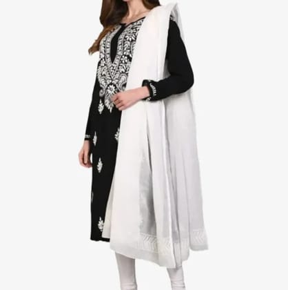 Lucknowi Chikankari Fine Hand Embroidery Pure Kota Cotton White Dyeable Dupatta Tepchi Work