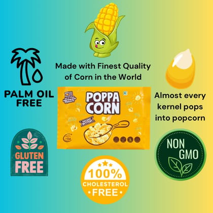POPPACORN Microwave Popcorn 100gx5 Pouches Golden Buttery & 100gx5 Pouches Natural Salty, 1 Kg Pack of 10