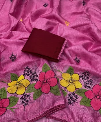 New ArrivalsFabric :- Premium kota with floral embroidery Work in full saree with crosio lace border  blouse