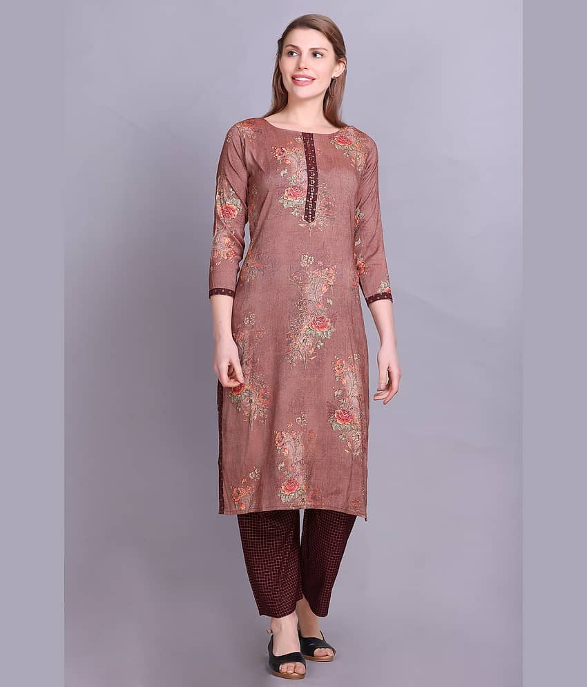 ELTHIA - Brown Cotton Women's Straight Kurti ( Pack of 1 )