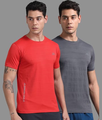 JILZ Pack of 2 Polyester Regular Fit Men's T-Shirt ( Multicolor )