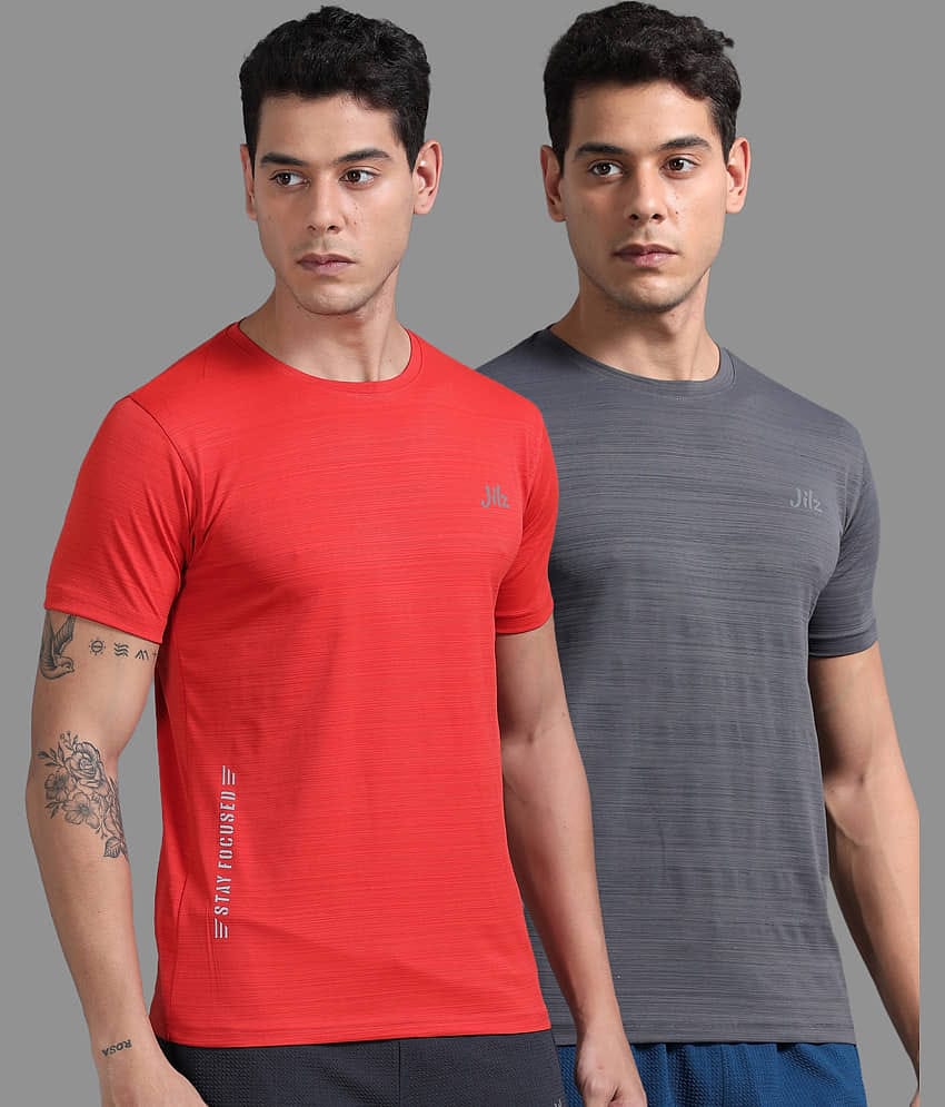 JILZ Pack of 2 Polyester Regular Fit Men's T-Shirt ( Multicolor )