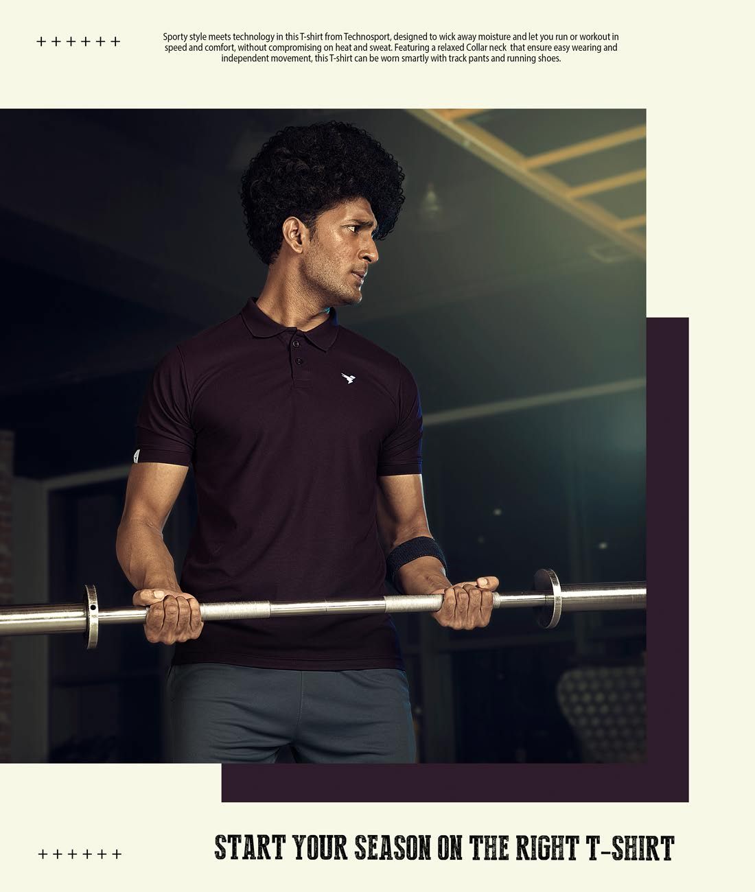 TechnoSport Polo Neck Half Sleeve Dry Fit T Shirt for Men OR-11 (Deep Purple)-M