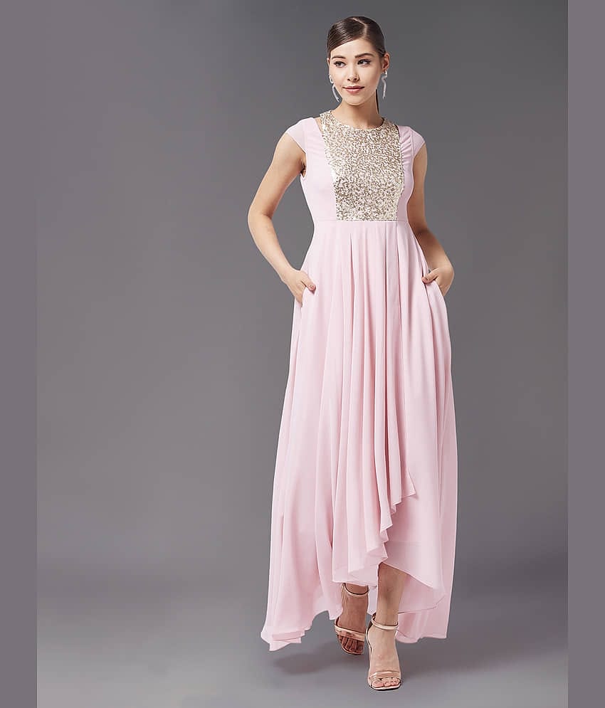 Miss Chase Women Georgette Embellished Gown ( Pink )
