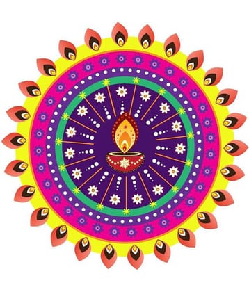 Decor Villa Rangoli Vinyl Multicolour Wall Sticker - Pack of 1
