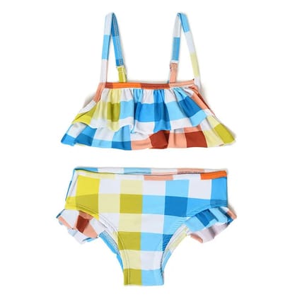 Girls Ruffled Two Pieces Swimsuit-6-9 M / Multicolor