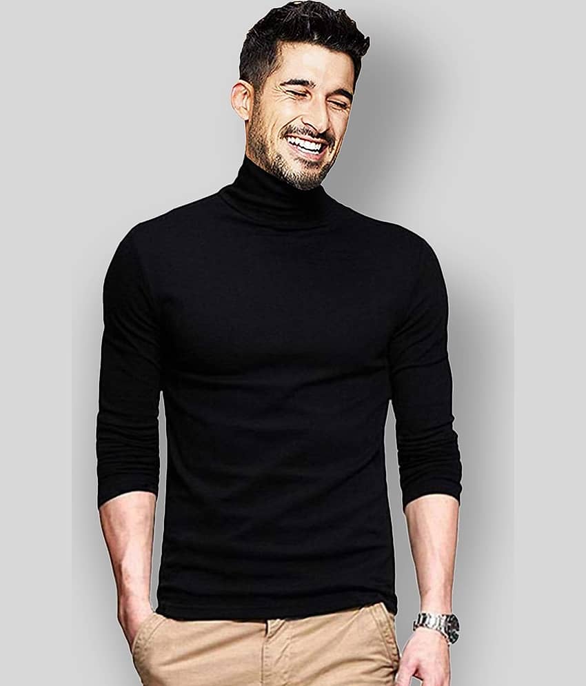 Leotude Pack of 1 Cotton Blend Regular Fit Men's T-Shirt ( Black )