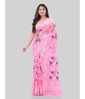 Desh Bidesh Cotton Self Design Saree Without Blouse Piece ( Pink )